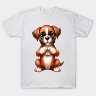 Valentine Boxer Dog Giving Heart Hand Sign T-Shirt